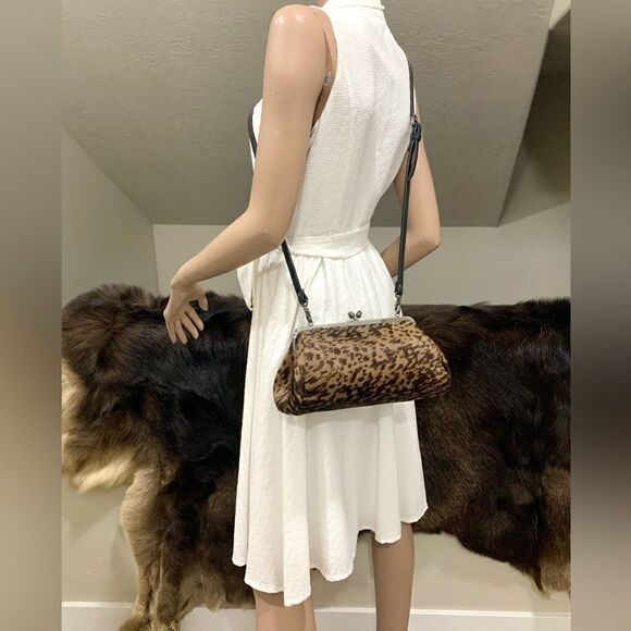 Handmade Real Hair On Calf-hide "Tulip" Kisslock Shoulder Bag & 2 Strap Styles - Picture 6 of 13